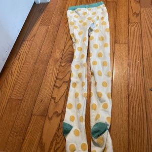 White and yellow tights, Matilda, Jane size 12 to 14